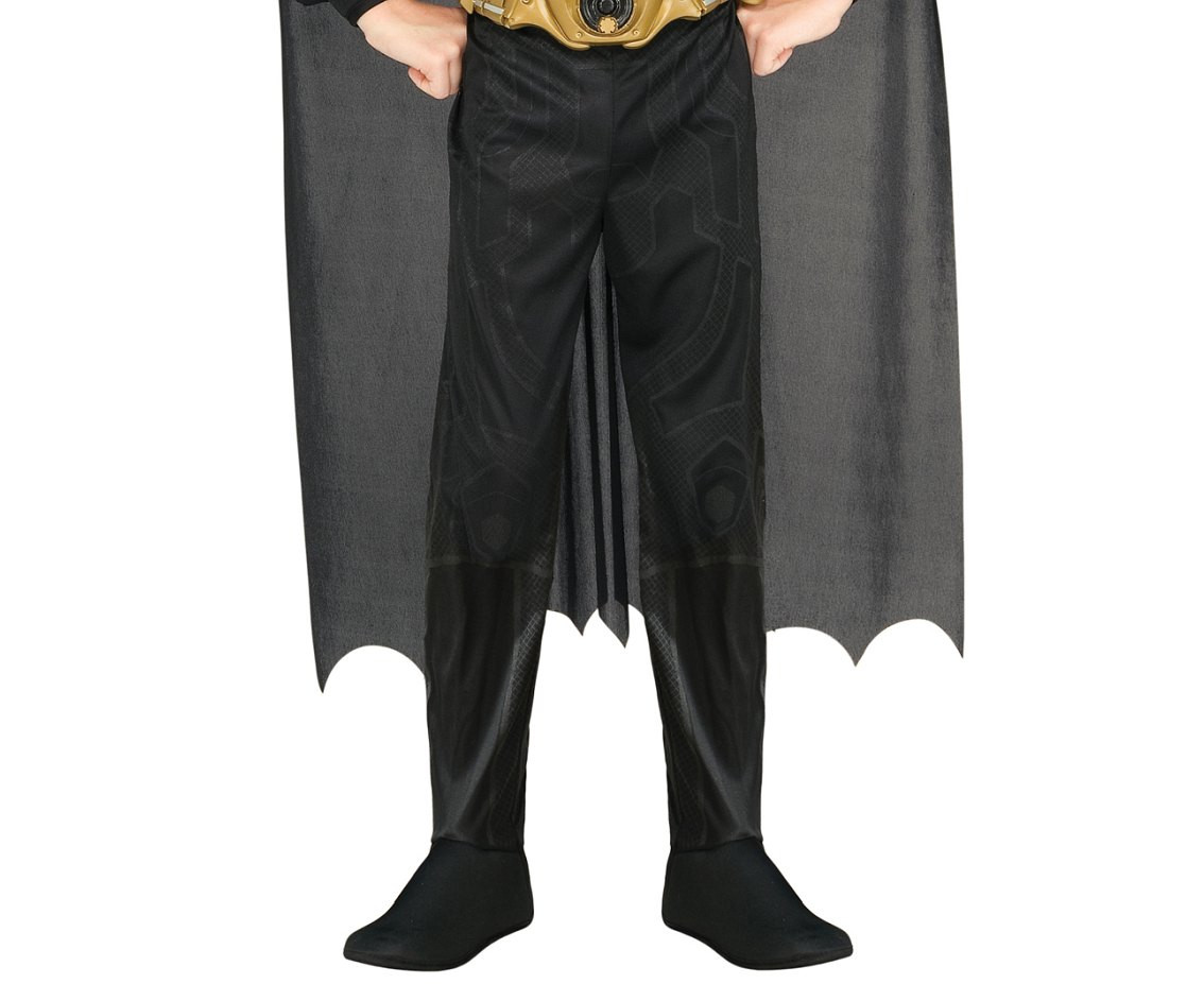 Includes: Batman muscle chest jumpsuit with boot tops, headpiece, cape and belt